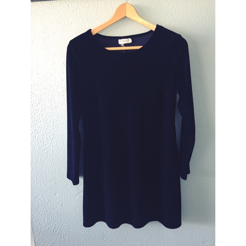 90s // Vintage Blue Velvet Skater Dress