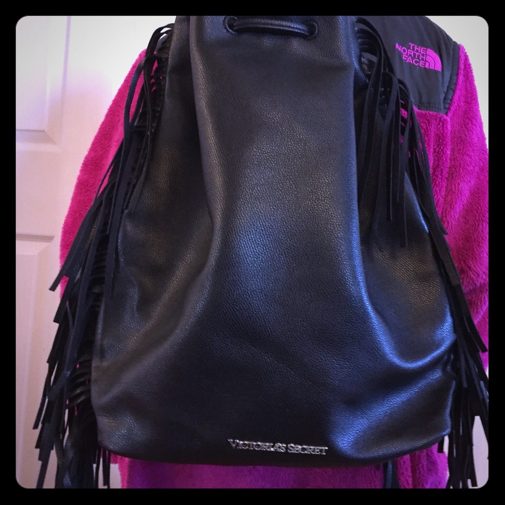 Victoria's Secret black leather backpack. NWT