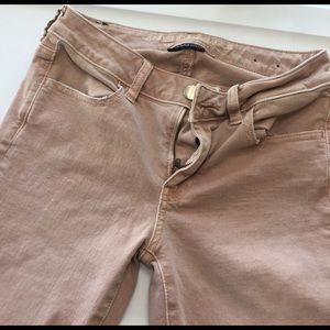 Blush colored skinny crop
