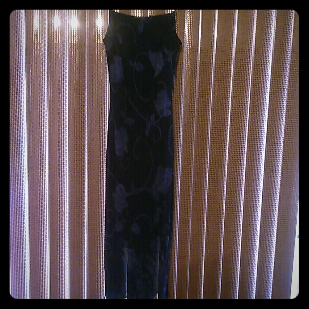 Navy Blue Floral Design Dress