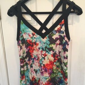 PARKER floral silk strappy mini dress