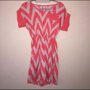 Coral and Tan chevron dress