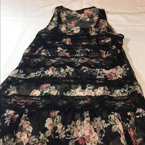 Rue 21 Tunic top black floral could be minidress