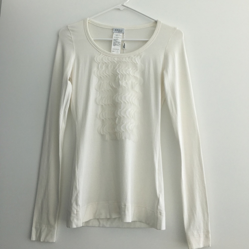 NEW Akris Punto Long Sleeve Ivory Top Sz 2