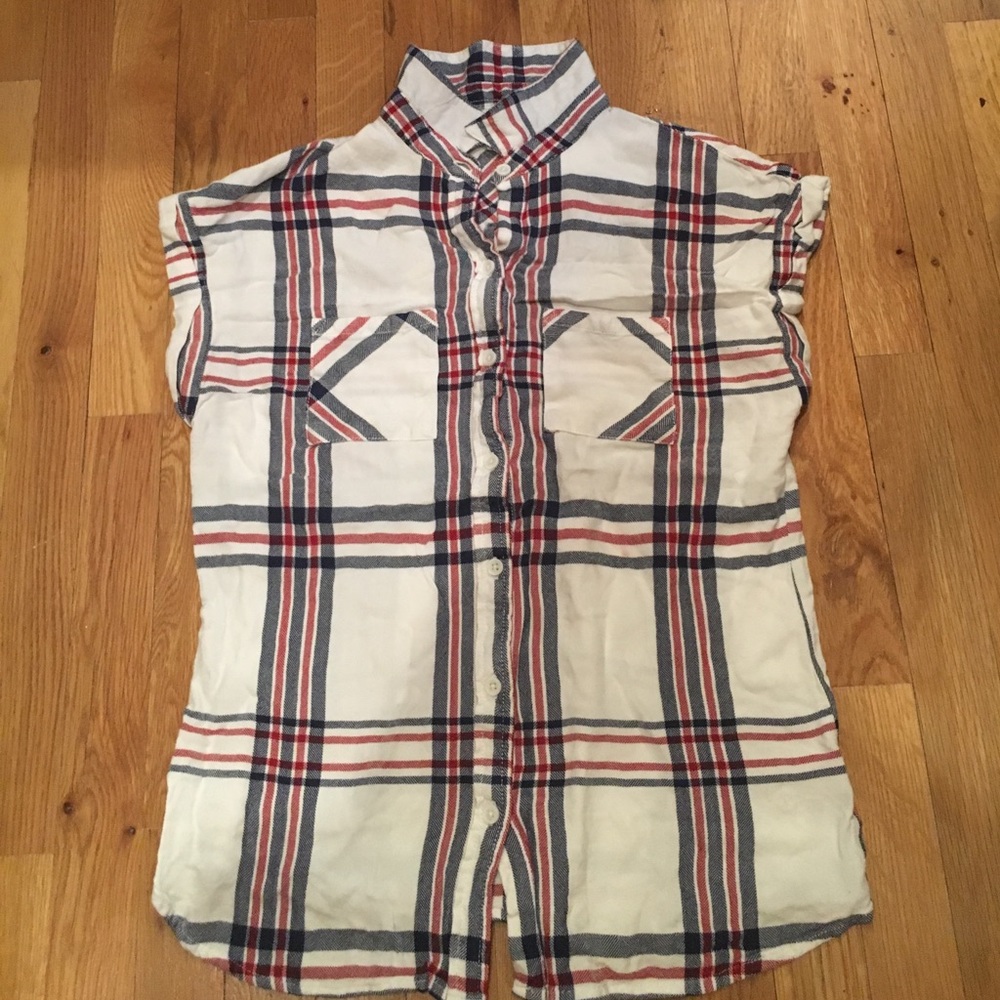 BILL soft white flannel pattern sleeveless blouse
