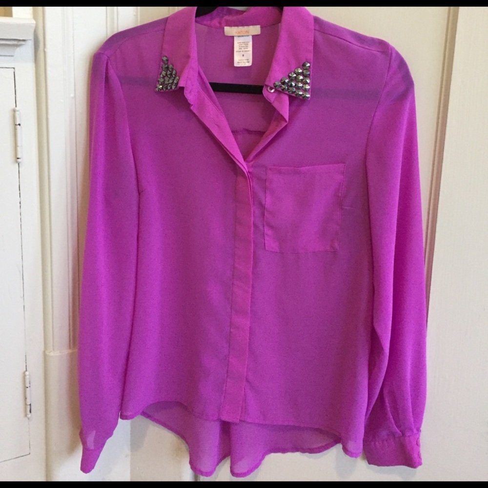 Size small Magenta blouse with beaded collar