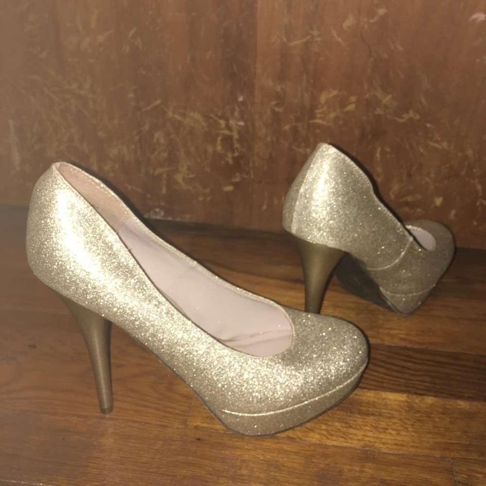 Gold glitter stilettos