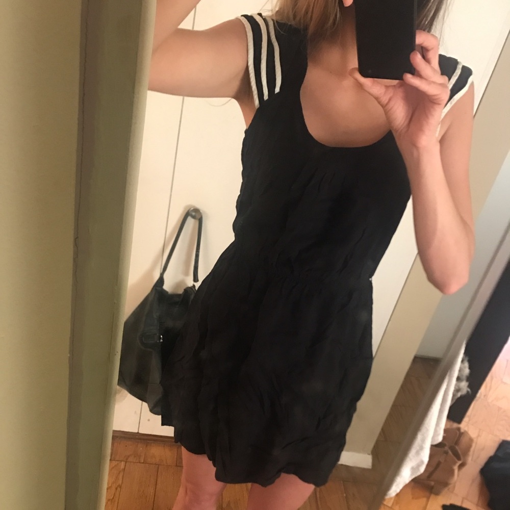 DONATING FRIDAY Black flutter sleeve work dress