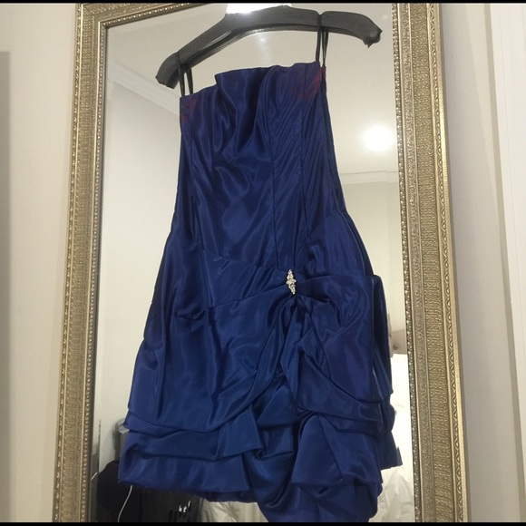 Dark Blue Satin Prom Dress