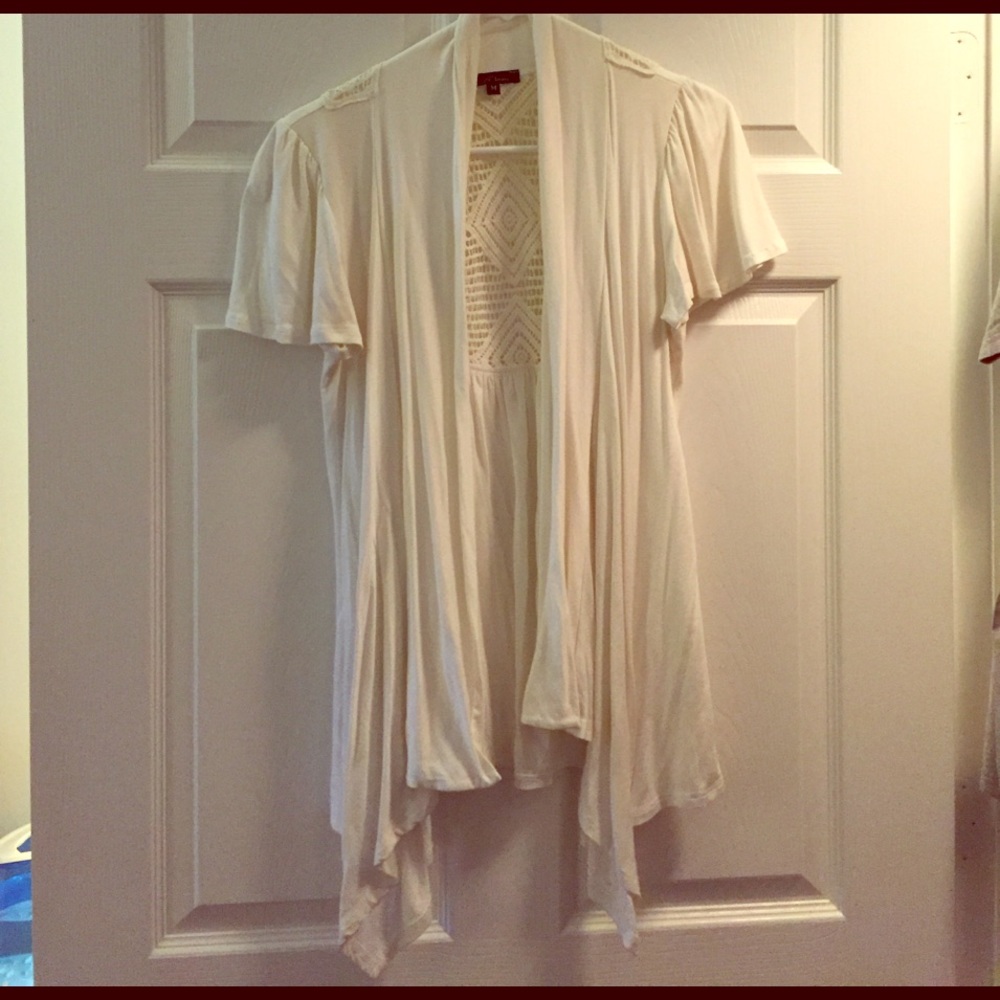 Off white short sleeved cardigan