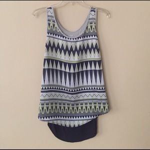 Navy, Green and Gray sleeveless blouse