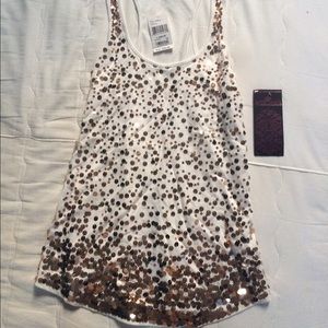 NWT  white tank with gold sequins