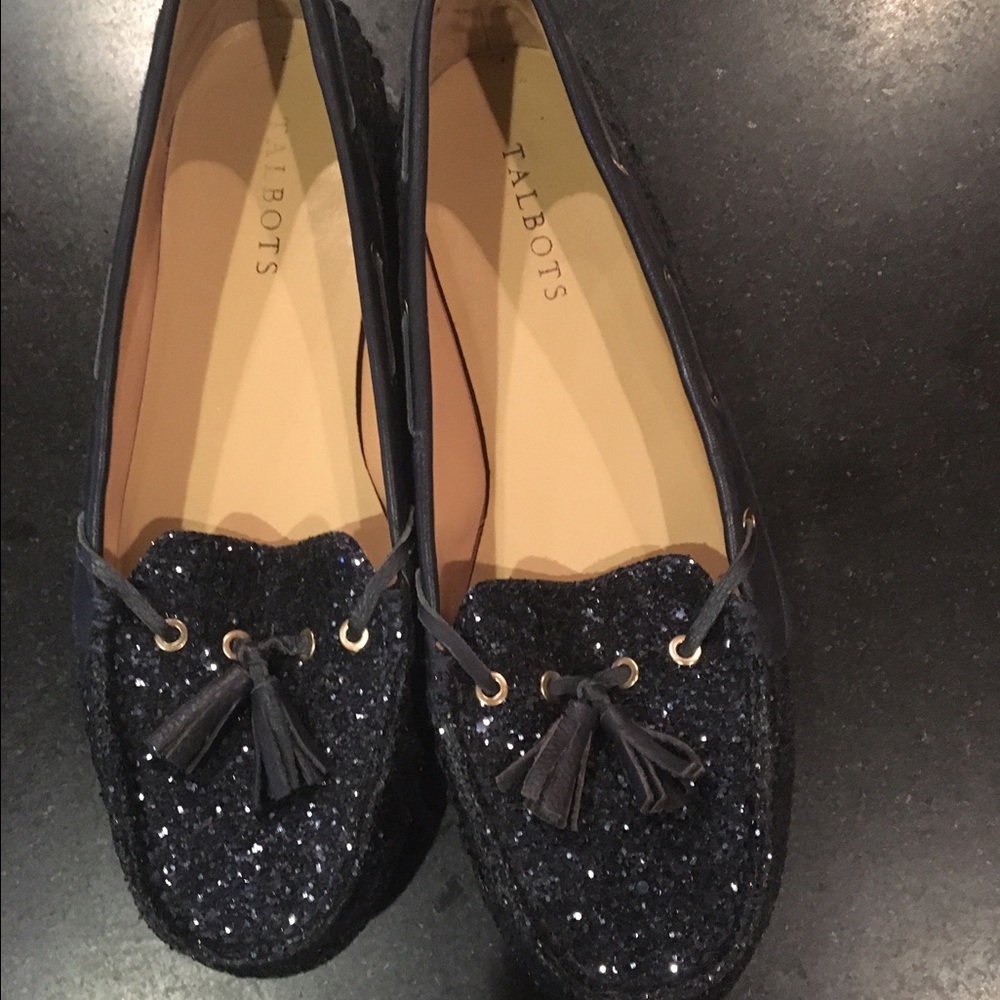 Talbots navy glitter loafer