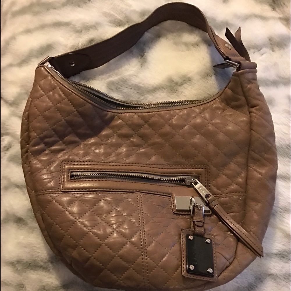 L.A.M.B quilted beige leather bag w/ dust bag