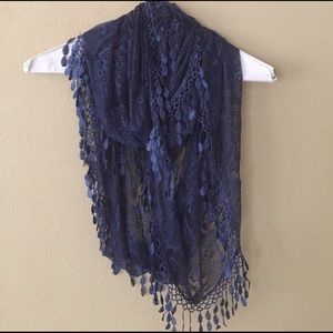 Light Weight Lace navy scarf