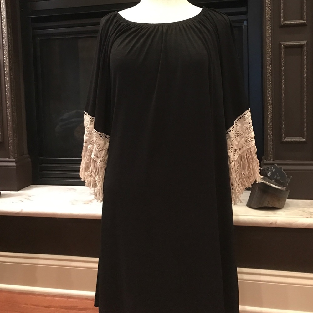 Fringed sleeve dress