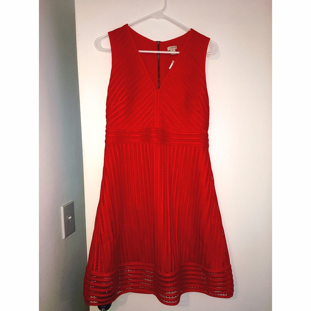 NWT J Crew Striped Eyelet Dress - Red
