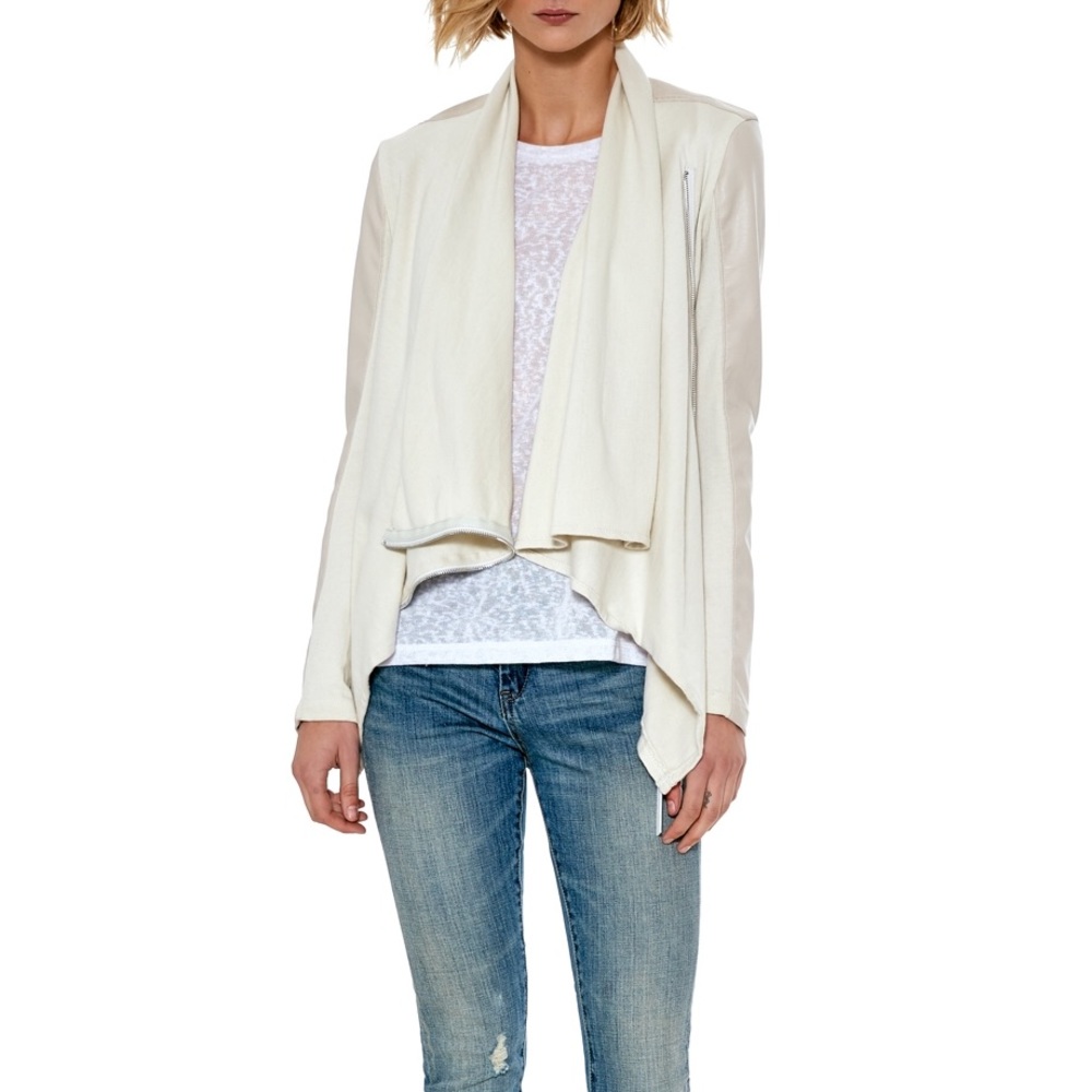 Draped Front Vegan Leather Jacket