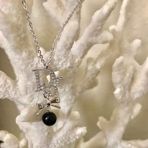 NWB Authentic Christian Dior Logo and Bow Necklace