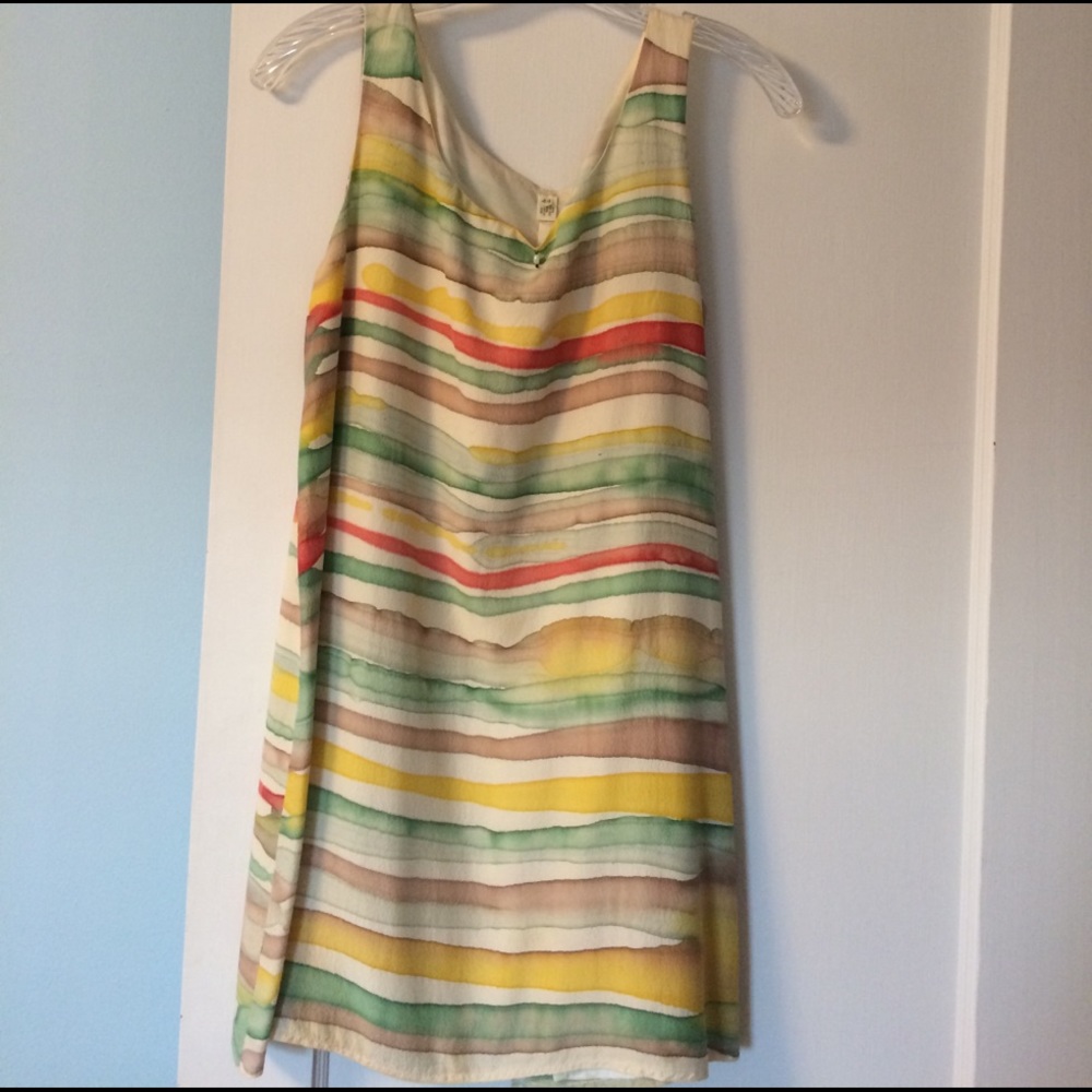Watercolor print silk tank dress