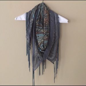 Blue Patterned Light Weight Scarf