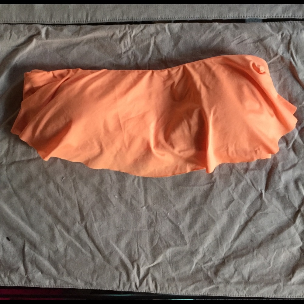 Orange flare strapless bathing suit top