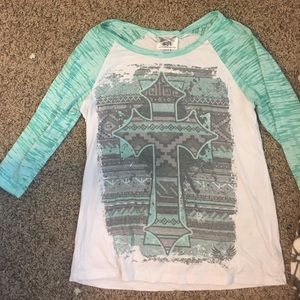 Turquoise cross, baseball tee