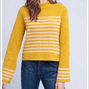 Moth anthropologie yellow stripped sweater