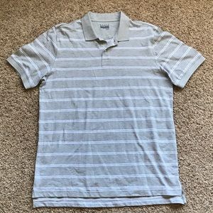 Basic Editions Gray Stripe Cotton Polo Shirt