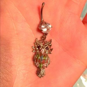 Owl belly button ring
