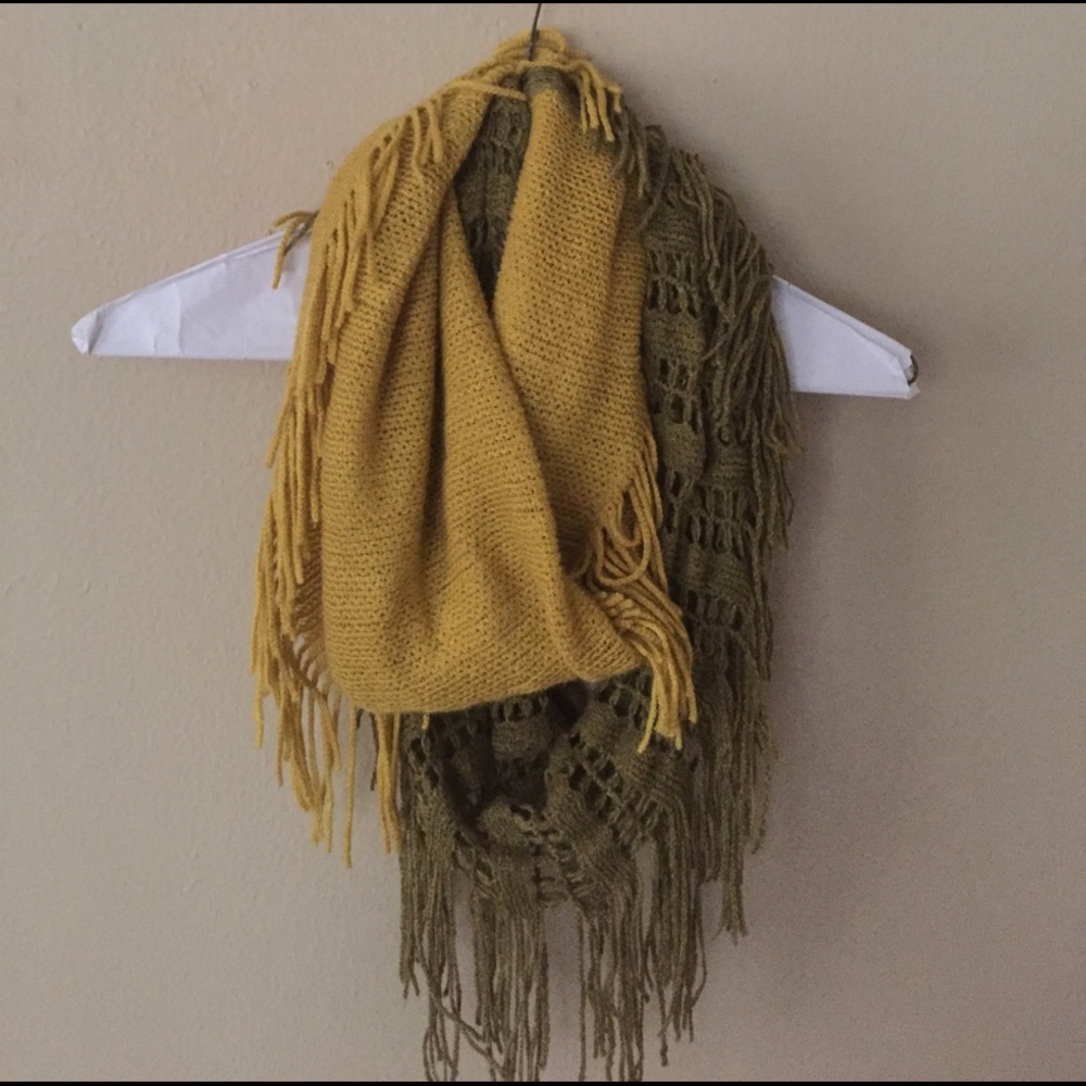Cozy Green and Yellow infinity scarf