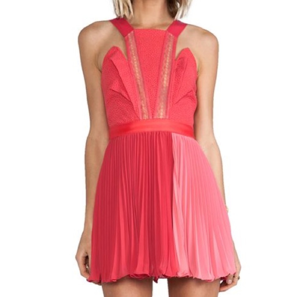THREE FLOOR pink pleated mini dress