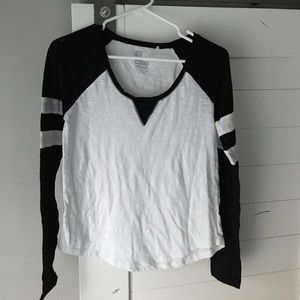 Black and white baseball tee