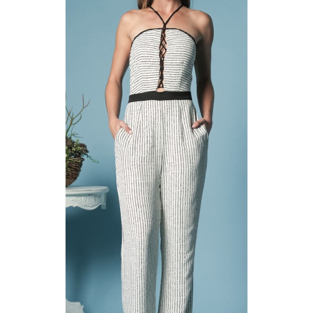 White Dot Stripe Jumpsuit