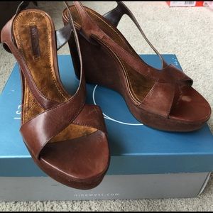 Nine West leather/suede wedge sandal.