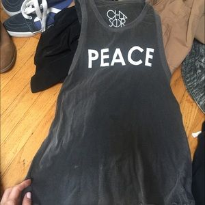 NEW - Chaser Brand-Xs Dark Grey tank top peace