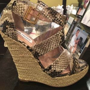 Snake print wedge, haven't been worn. Steve Madden