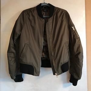 Topshop Bomber Jacket in Olive w- blk trim