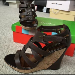 Charles David brown wedge sandal