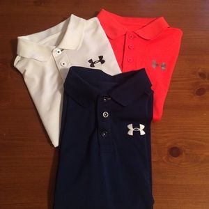 Three Under Armour boys Golf shirts.