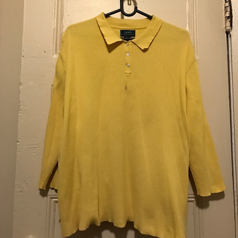 2 for $10 / Ralph Lauren Yellow Ribbed Sweater w/Small Stain