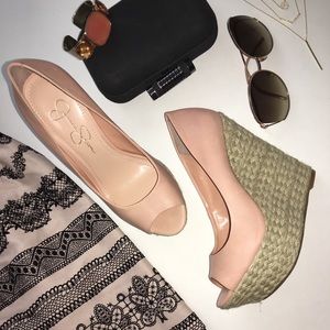 Jessica Simpson Open Toe Wedge in Blush