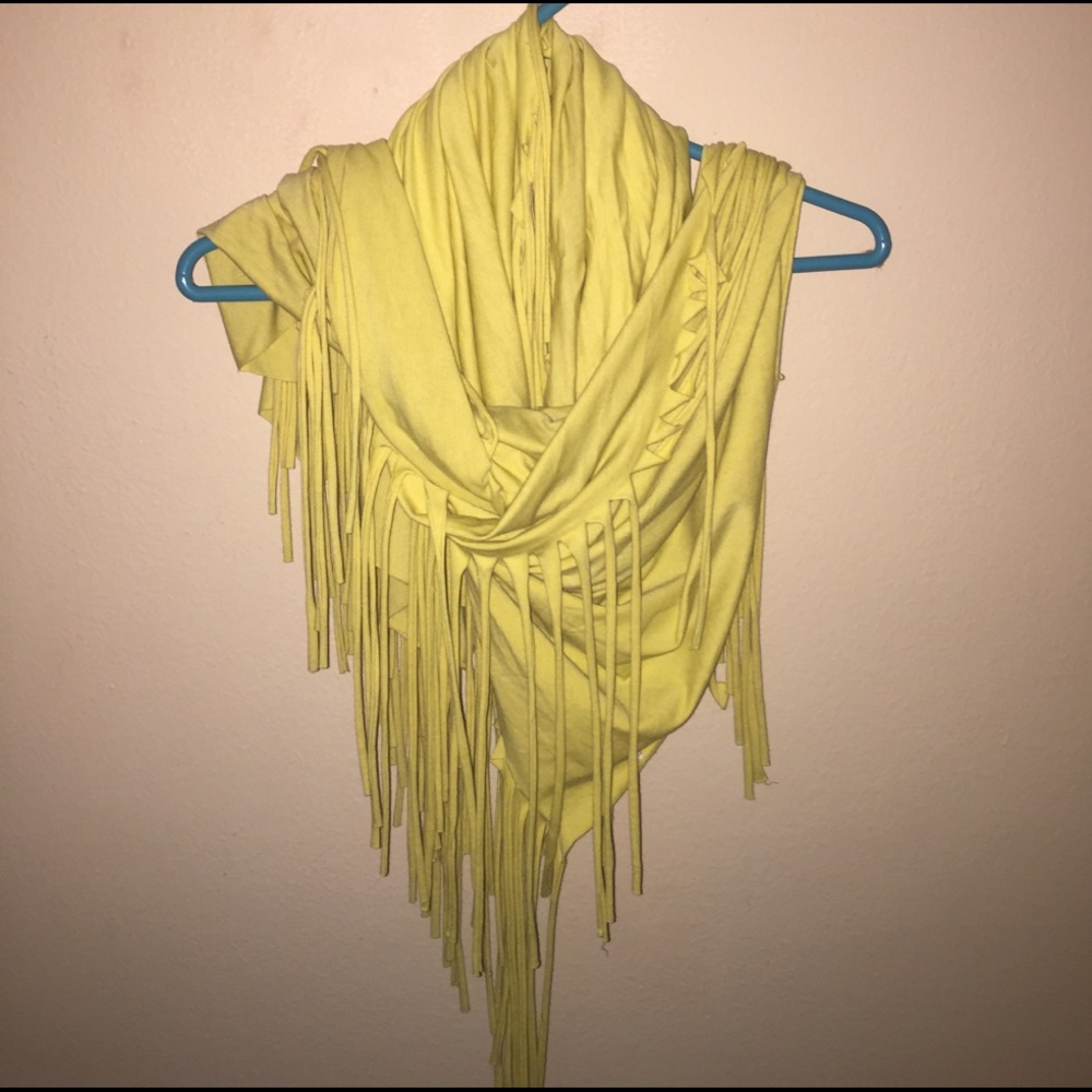 Yellow Tassel Infinity Scarf