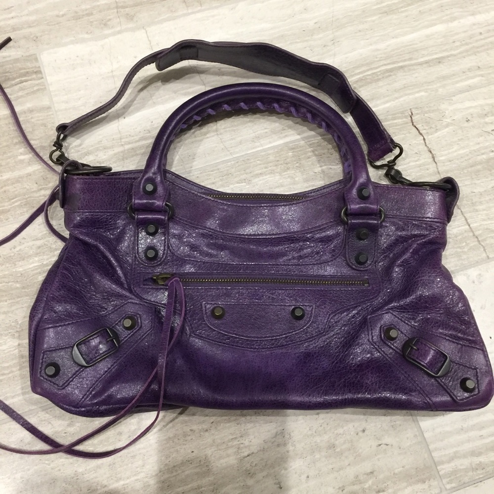 Authentic Balenciaga Moto "First" Bag in Purple