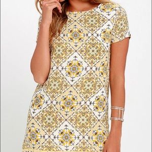 Yellow Floral Short Sleeve Dress