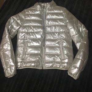Silver metallic jacket. Brand: Stylus, Size: Small