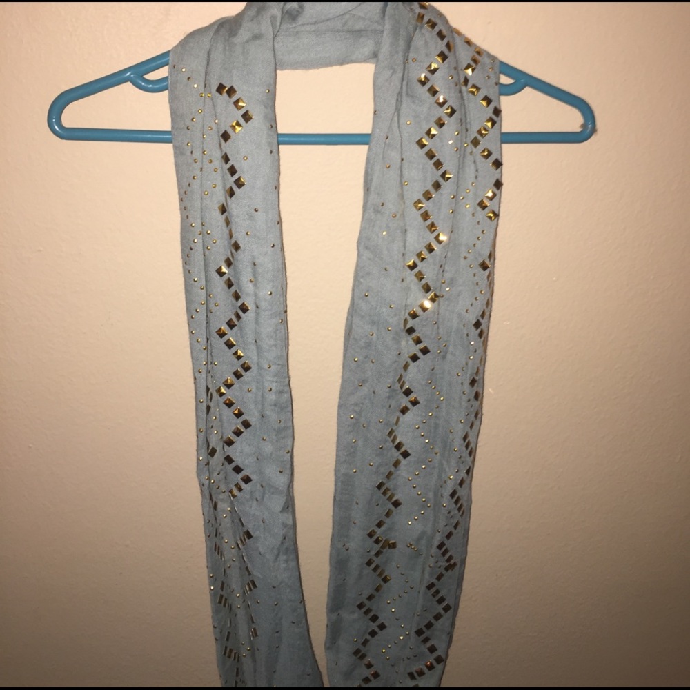 Teal infinity scarf with Gold embellishments