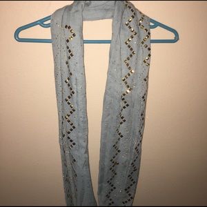 Teal infinity scarf with Gold embellishments