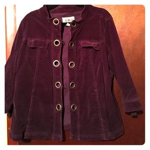 Purple Corduroy Grommet and Bow Jacket, 1X
