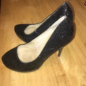 Michael Antonio black sparkly stilettos